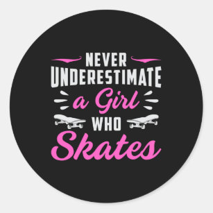 Skater Girl Girls Sk8 Skating Skateboard Gift Idea Classic Round Sticker