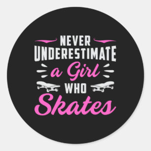 Skater Girl Girls Sk8 Skating Skateboard Gift Idea Classic Round Sticker