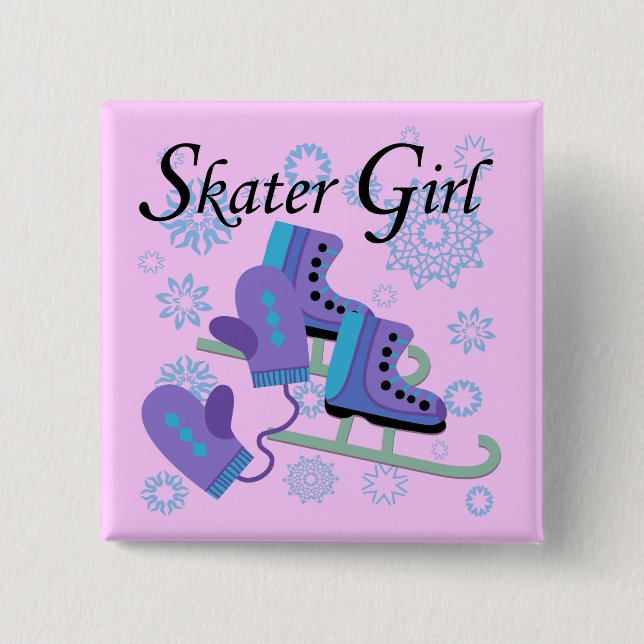 Skater Girl Pinback Button (Front)
