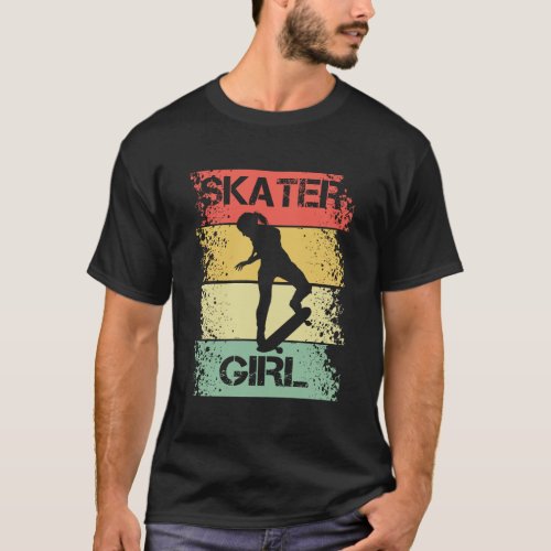 Skater Girl Retro Skateboarder Gift T_Shirt
