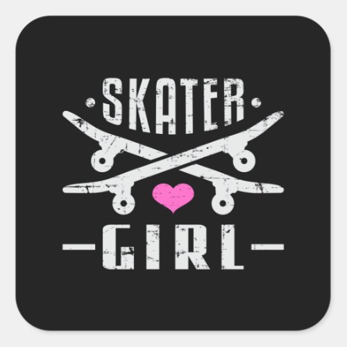 Skater Girl Skateboard Skating Sk8 Skate Gift Idea Square Sticker