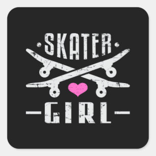 Skater Girl Skateboard Skating Sk8 Skate Gift Idea Square Sticker