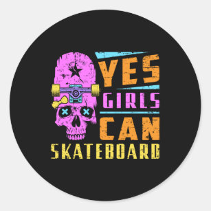 Skater Girl Skateboard Skating Skate Sk8 Gift Idea Classic Round Sticker