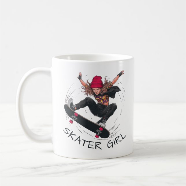 Skater Girl Skateboarding Coffee Mug (Left)