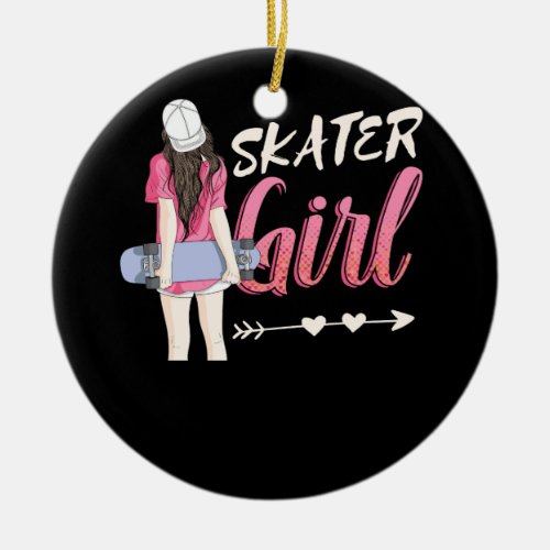 Skater Girl Skateboarding Skateboard Skating Ceramic Ornament