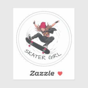 Skater Girl Skateboarding  Sticker