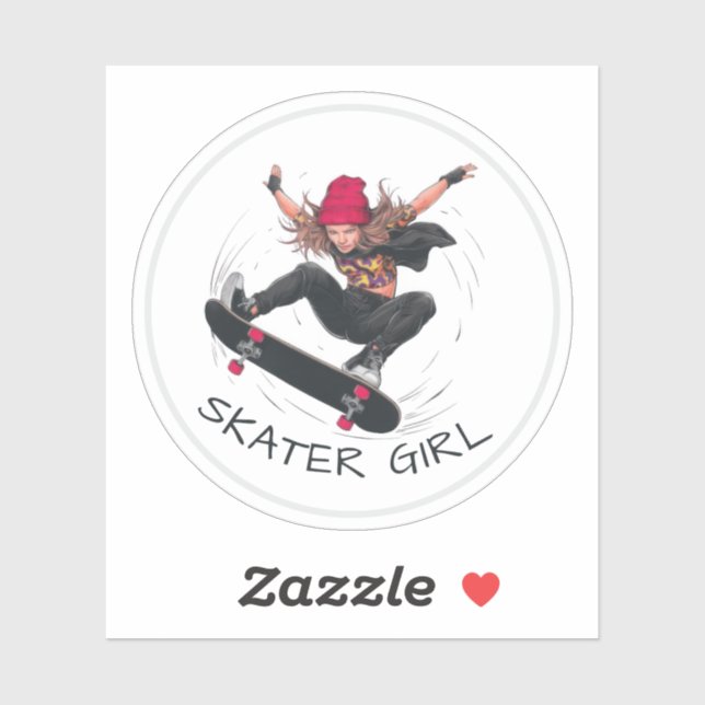 Skater Girl Skateboarding  Sticker (Sheet)