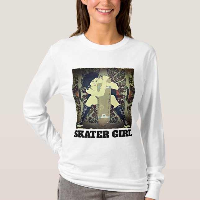 SKATER GIRL SKATEBOARDING T-Shirts (Front)
