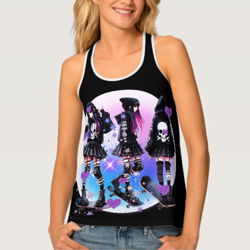 Skater Girl Skateboarding Tank Top