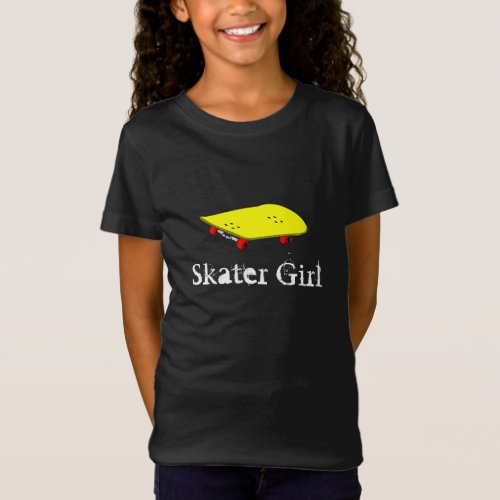 Skater girl slogan with cool yellow skateboard T_Shirt