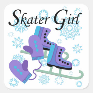 Skater Girl Square Sticker