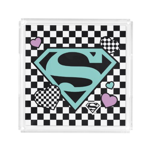 Skater Girl Supergirl Hearts S_Shield Acrylic Tray