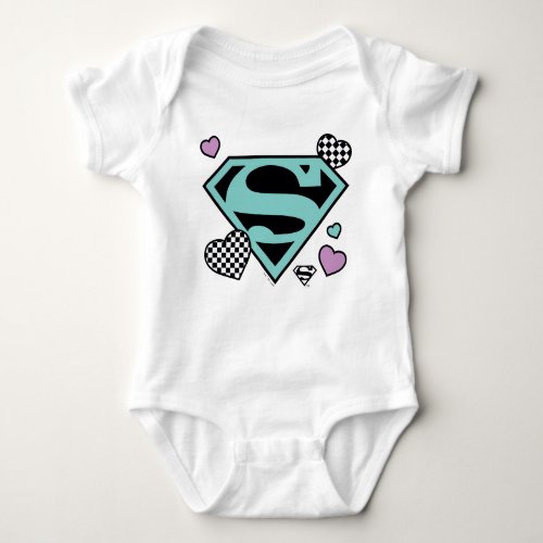Skater Girl Supergirl Hearts S_Shield Baby Bodysuit