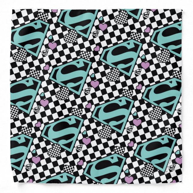 Skater Girl Supergirl Hearts S-Shield Bandana (Front)