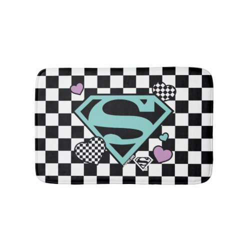 Skater Girl Supergirl Hearts S_Shield Bath Mat