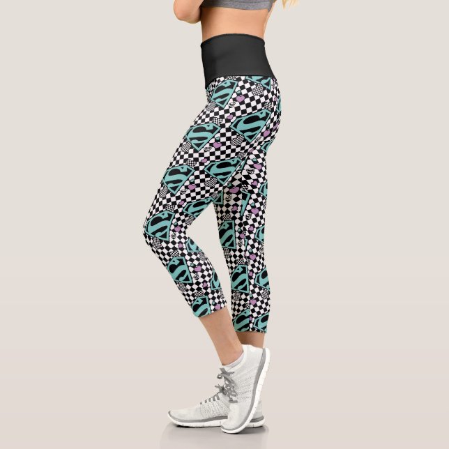 Skater Girl Supergirl Hearts S-Shield Capri Leggings (Left)