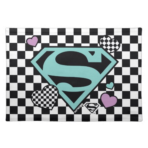 Skater Girl Supergirl Hearts S_Shield Cloth Placemat