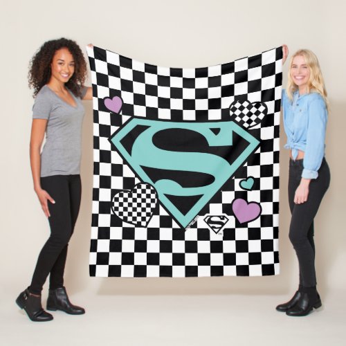 Skater Girl Supergirl Hearts S_Shield Fleece Blanket