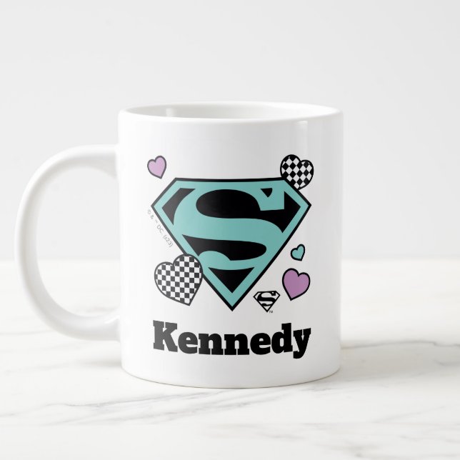 Skater Girl Supergirl Hearts S-Shield Giant Coffee Mug (Left)