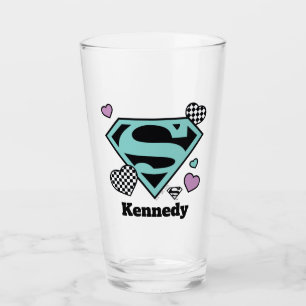Skater Girl Supergirl Hearts S-Shield Glass