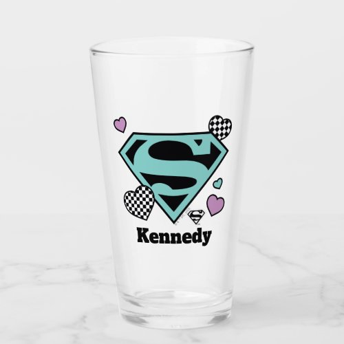 Skater Girl Supergirl Hearts S_Shield Glass