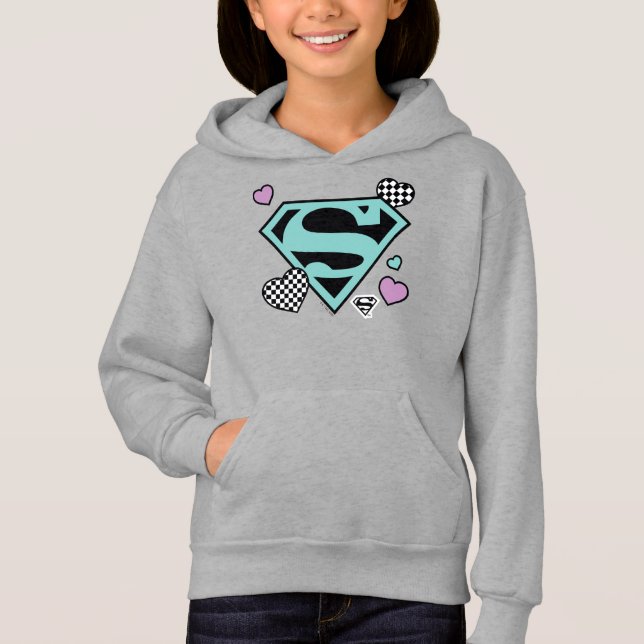 Skater Girl Supergirl Hearts S-Shield Hoodie (Front)