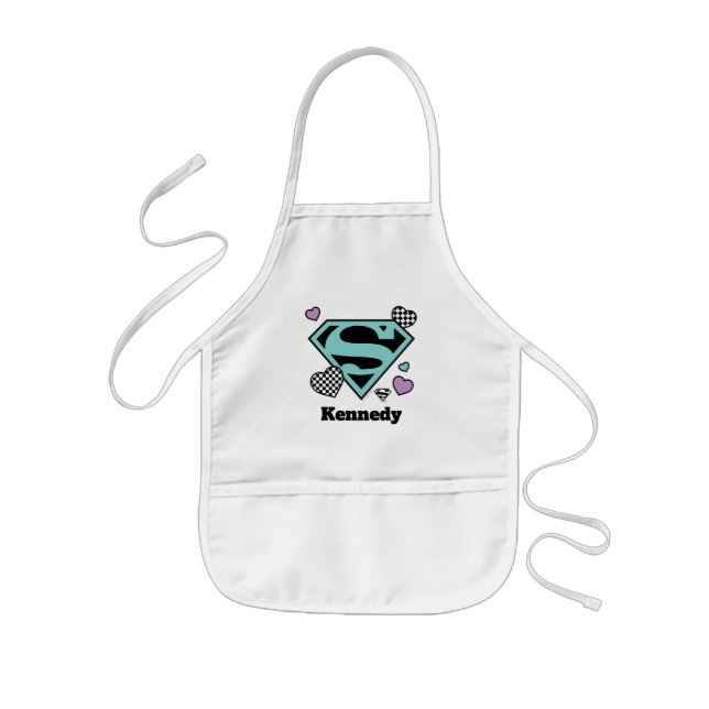 Skater Girl Supergirl Hearts S-Shield Kids' Apron (Front)