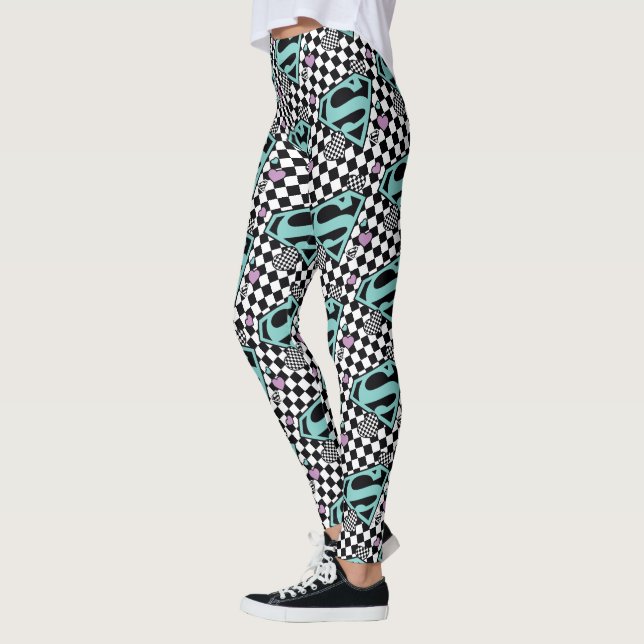 Skater Girl Supergirl Hearts S-Shield Leggings (Left)