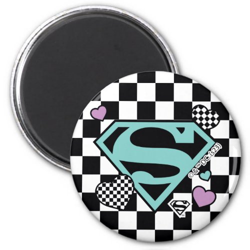 Skater Girl Supergirl Hearts S_Shield Magnet