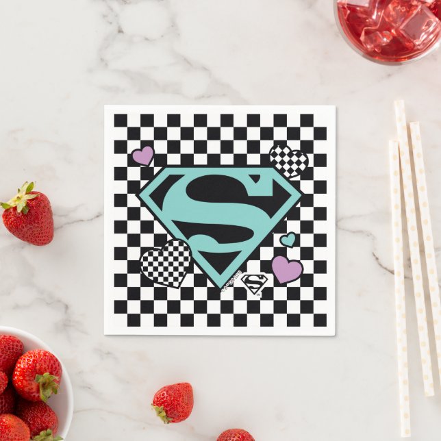 Skater Girl Supergirl Hearts S-Shield Napkins (Insitu)