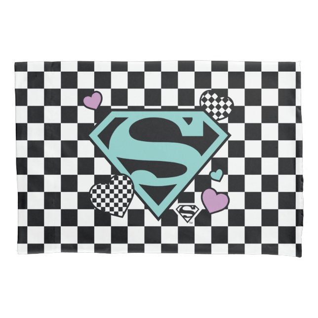 Skater Girl Supergirl Hearts S-Shield Pillow Case (Front)