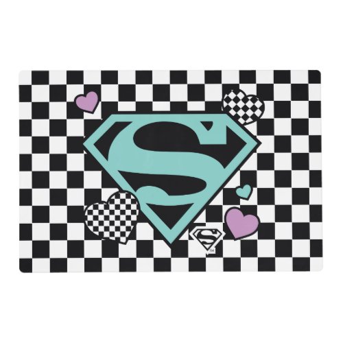 Skater Girl Supergirl Hearts S_Shield Placemat