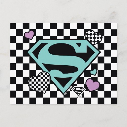 Skater Girl Supergirl Hearts S_Shield Postcard