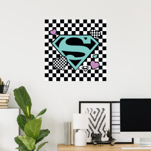 Skater Girl Supergirl Hearts S-Shield Poster