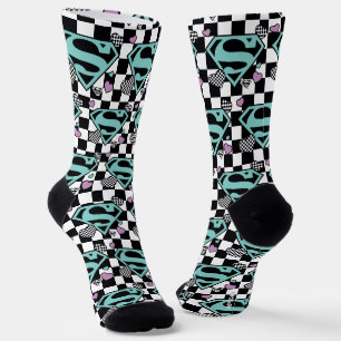 Skater Girl Supergirl Hearts S-Shield Socks