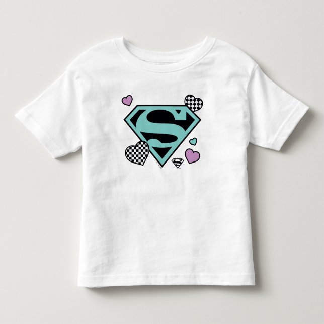 Skater Girl Supergirl Hearts S-Shield Toddler T-shirt (Front)