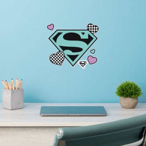 Skater Girl Supergirl Hearts S_Shield Wall Decal