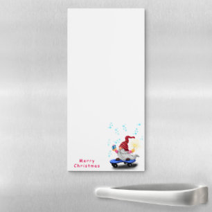 Skater Gnome Christmas Magnetic Notepad