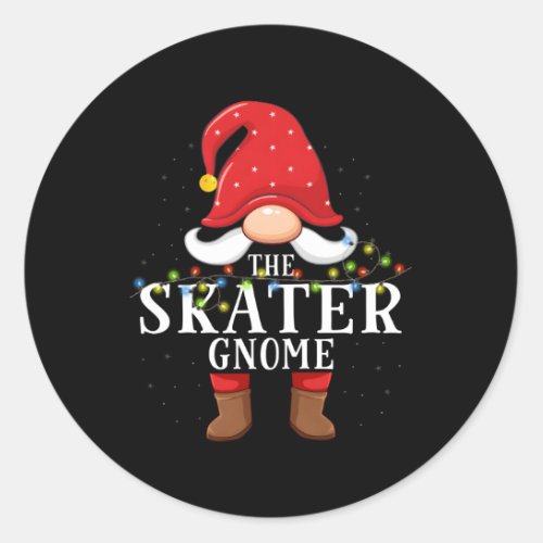 Skater Gnome Family Pajama Classic Round Sticker