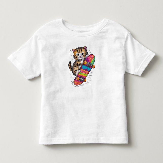 Skater Kitten Toddler T-shirt (Front)