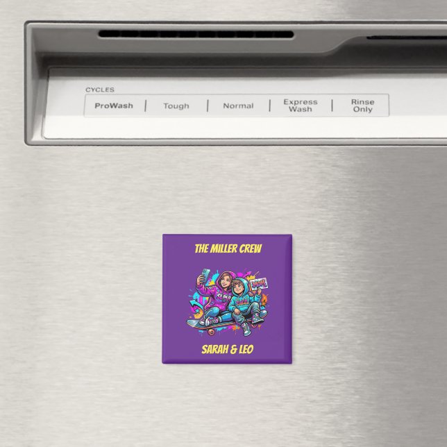  Skater Mom & Son Birthday Mother's Day Gift Magnet (In Situ (Dishwasher))