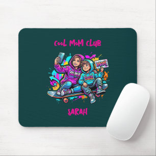 Skater Mom & Son Graffiti Dark Teal Mousepa Mouse Pad