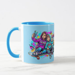 Skater Mom & Son Mug: Personalized Name Cof Mug