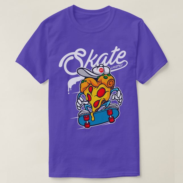 skater Pizza Long T-Shirt (Design Front)