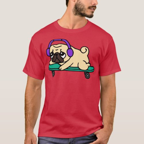 Skater Pug T_Shirt