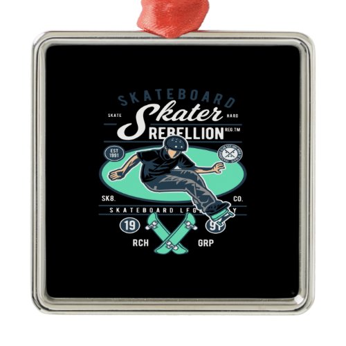 skater rebellion metal ornament