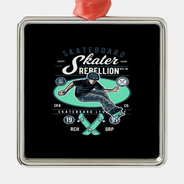 skater rebellion metal ornament (Front)