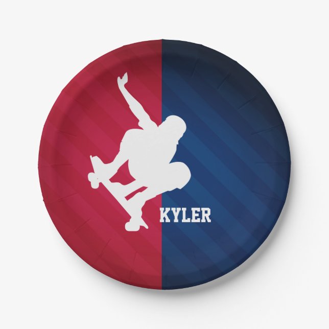 Skater; Red, White, and Blue Paper Plates (Front)