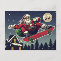 Skater Santa Postcard