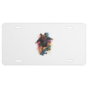 Skater Shepherd � Cool Skateboard Dog License Plate